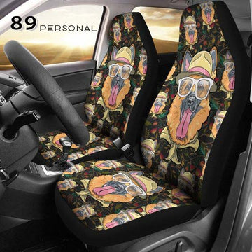 German Shepherd Cartoon Style Car Seat Covers