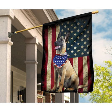 Patriotic Belgian Malinois Happy Independence Day - House Flag