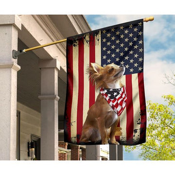 Patriotic Chihuahua Happy Independence Day - House Flag