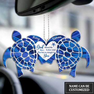 Turtle Couple God Blessed Personalized Name - Two Sided Ornament