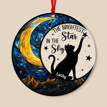 Custom Loss Cat Memorial Suncatcher Ornament, The Brightest Star In The Sky, Personalized Memorial Gift For Cat Lovers