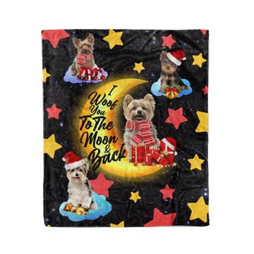 Yorkshire Terrier I woof you to the moon and back Christmas - Fleece Blanket