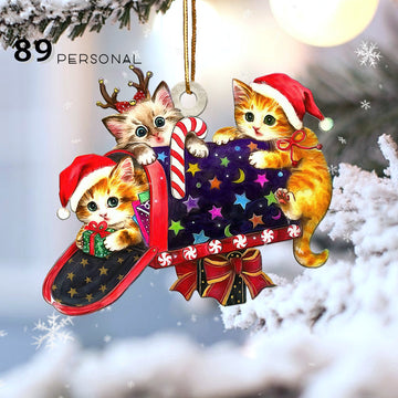 Cute Cat Playing With Mailbox Christmas - Two Sided Ornament
