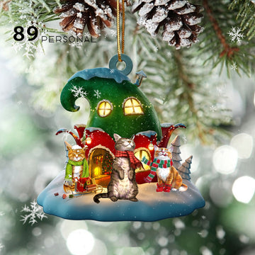 Cute Cat Enjoying The Snow Merry Christmas - Two Sided Ornament