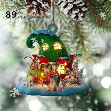 Cute Yorkshire Terrier Enjoying The Snow Merry Christmas - Two Sided Ornament