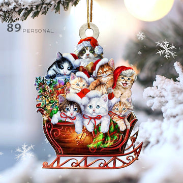 Cute Cats On The Sledge Christmas Holiday - Two Sided Ornament
