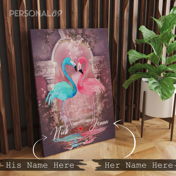 Flamingo Couple In Wonderful Land-Custom Matte Canvas