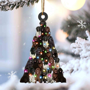 Newfoundland dog Lovely Tree Christmas 2 sides Ornament