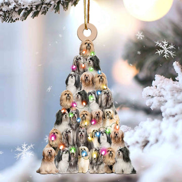 Lhasa Apso Lovely Tree Christmas 2 sides Ornament