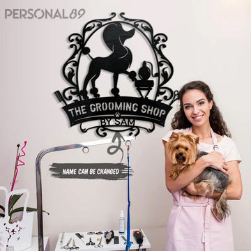 Pets The Grooming Shop Custom Name - Personalized Salon Metal Sign