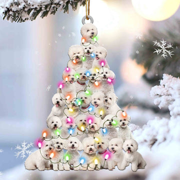 Bichon frise Lovely Tree Christmas 2 sides Ornament