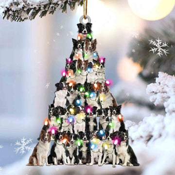 Border collie Lovely Tree Christmas 2 sides Ornament