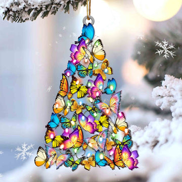 Butterfly Lovely Tree Christmas 2 sides Ornament