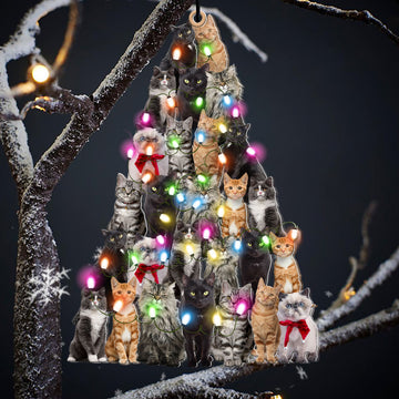 Cat Lovely Tree Christmas 2 sides Ornament