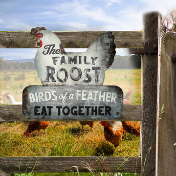 The family roost Bids of feathers- Cut Metal Sign