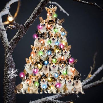 Corgi Lovely Tree Christmas 2 sides Ornament