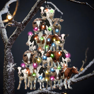 Cow Lovely Tree Christmas 2 sides Ornament