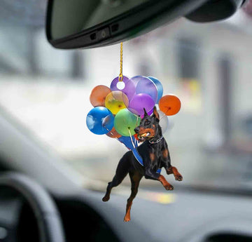 Doberman Pinscher Fly with Bubbles 2 sides Ornament