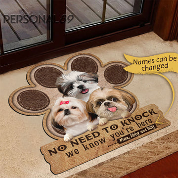 Shih tzus No Need To Knock We Know You're Here Personalized - Custom Shaped Mat