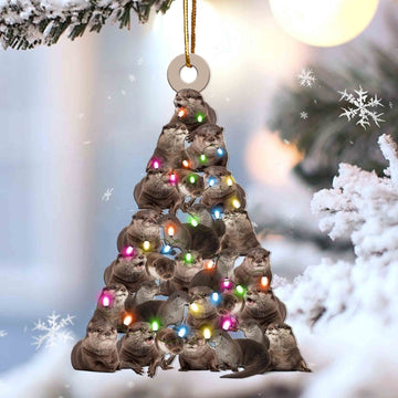 Otter Lovely Tree Christmas 2 sides Ornament
