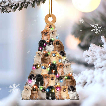 Pekingese Lovely Tree Christmas 2 sides Ornament