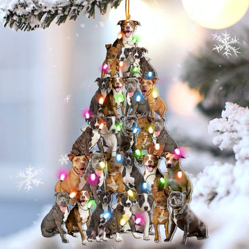Pitbull Lovely Tree Christmas 2 sides Ornament