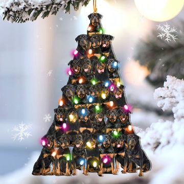 Rottweiler Lovely Tree Christmas 2 sides Ornament