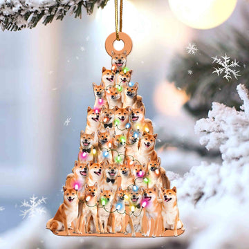 Shiba inu Lovely Tree Christmas 2 sides Ornament