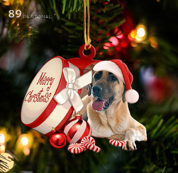 Anatolian Shepherd Dog out of Merry Christmas box - Shaped two sides ornament