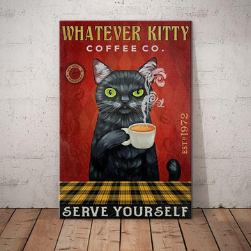 Cat Whatever Kitty Coffee Co - Matte Canvas, Gift for you, gift for him, gift for her, gift for cat lover