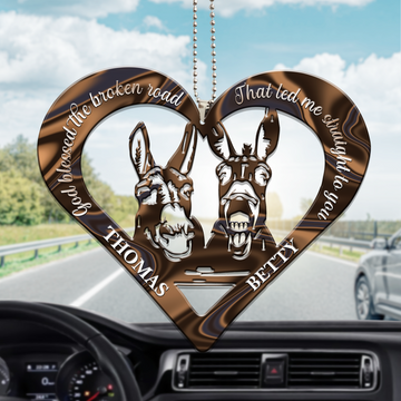 Donkey Couple Heart God Blessed The Broken Road - Personalized Two Sideds Ornament
