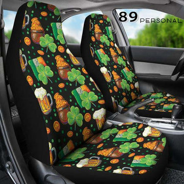 Beer And Gold Coins For St.Patricks Day Car Seat Covers