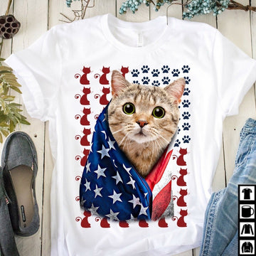 Cat American charming T-Shirt S M L XL 2XL 3XL 4XL 5XL