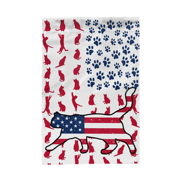 Cat American vector flag Independence - Garden Flag - 12''x18'' 1207