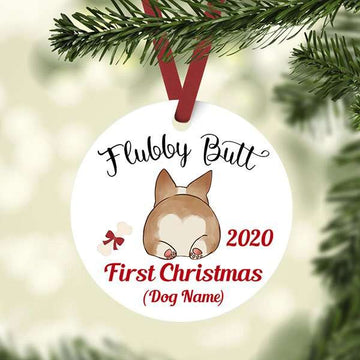 Flubby Butt First Christmas Dog lovers Corgi Ornament