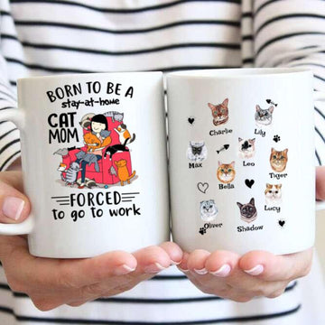 Born To Be A Stay At Home Cat Mom Cat Lovers Personalized Mug