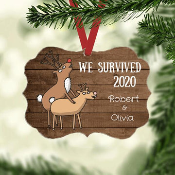 Funny Christmas Ornament We Surived 2020 Two Deers