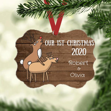 Funny Christmas Ornament Our First Christmas 2020 Two Deers
