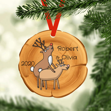 Funny Christmas Ornament Couple 2020 Two Deers