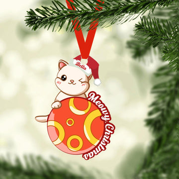 Meowy Christmas - Personalized Ornament, Gift for Cat Lovers, Christmas Gift, Christmas Decor