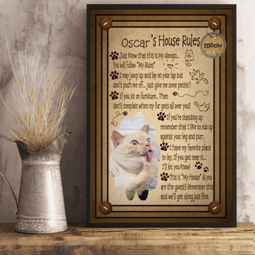 Cat's Home Rules Personalized Poster