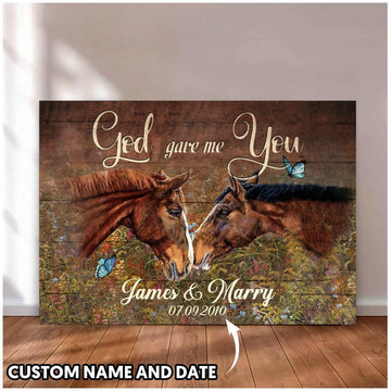 Horse God Gave Me You - Matte Canvas, Gift for you, gift for her, gift for him, gift for couple, gift for horse lover