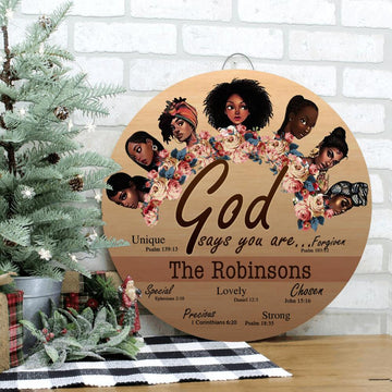 Family God Says You Are Forgiven - Personalized Round Wooden