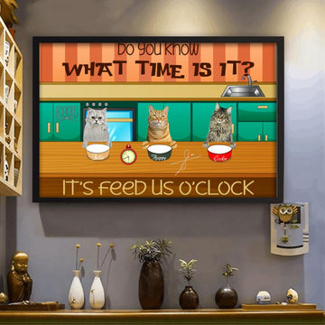 Cat Lovers It's Feed Us Time Personalized Poster