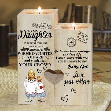 Family Personalized Wood Candle Holder gift for daughter, Tealight family