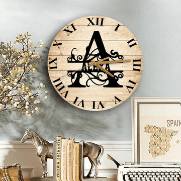 Initial Name Letter Family Personalized Wooden Wall Clock