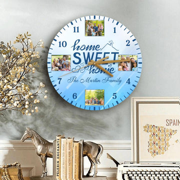 Family Home Sweet Home Personalized Wooden Clock