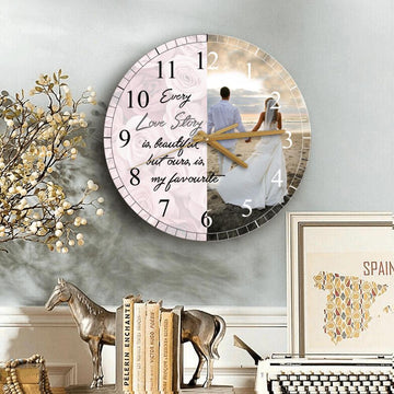 Couple Love Story Personalized Wooden Clock