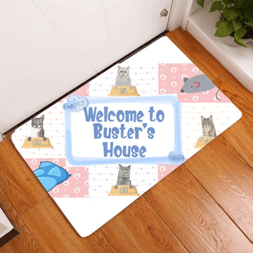 Cat Lovers Welcome To My House Personalized Doormat