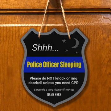 Police Personalized Wooden Sign Shhhh Police Officer Sleeping